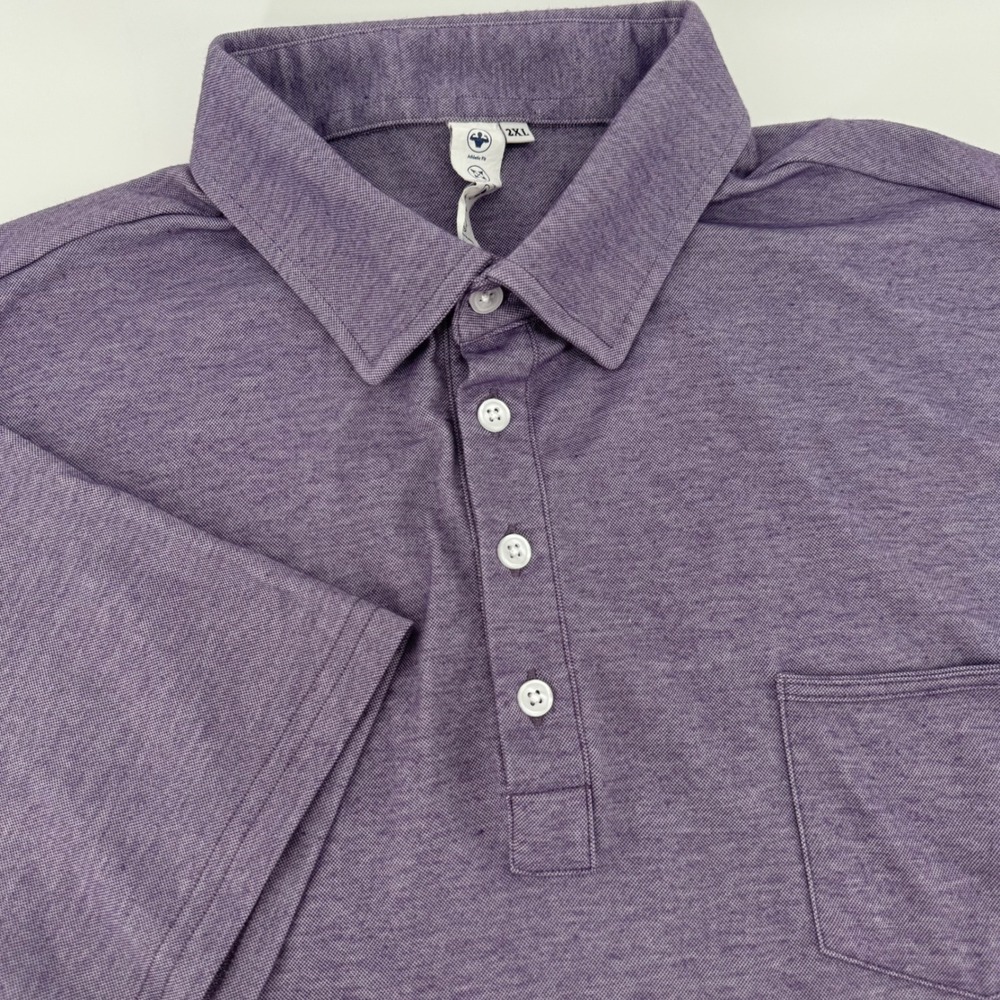 State & Liberty Men 2XL Athletic Fit Polo Shirt Heather Purple Short Sleeve